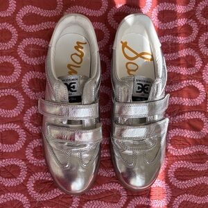 Sam Edelman Metallic Silver Velcro Sneakers